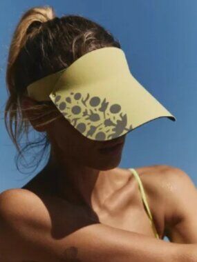 FP Movement by Free People Volley Visor Lightweight Pale Yellow Gray Velcro